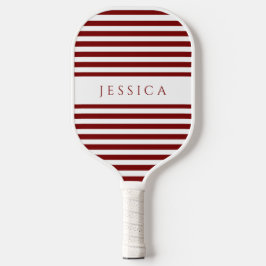 Moderne Bourgondië gestreepte aangepaste naam Pickleball Paddle