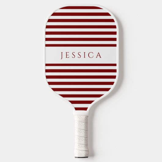 Moderne Bourgondië gestreepte aangepaste naam Pickleball Paddle (Voorkant)