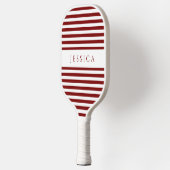 Moderne Bourgondië gestreepte aangepaste naam Pickleball Paddle (Links)