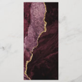 Moderne Bourgondië Goud Agate Donkere Bruiloft Menu (Achterkant)
