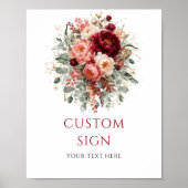 Moderne Bourgondië Gouden Bloemige Herfst decorati Poster (Voorkant)