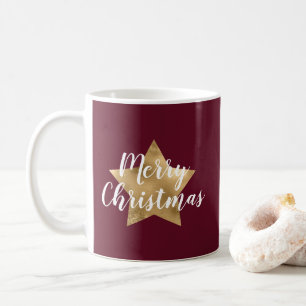 Moderne Bourgondië Gouden Ster Kerstmis Koffiemok