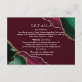 Moderne Bourgondië & Groene Agaat Wedding Details Informatiekaartje (Voorkant)