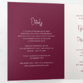 Moderne Bourgondië Handgeschreven Script Elegante  Drieluik Uitnodiging (Binnenzijde eerst)