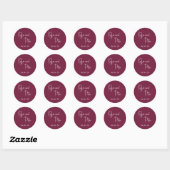 Moderne Bourgondië Handgeschreven Script Elegante Ronde Sticker (Vel)