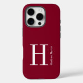 Moderne Bourgondië Monogram Naam Case-Mate iPhone Case (Achterkant)