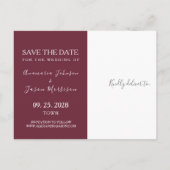 Moderne Bourgondië Navy Blauwe Trouw Save The Date Aankondigingskaart (Achterkant)