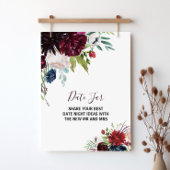 Moderne Bourgondië Navy Blush Bloemendatum Vaasbor Poster