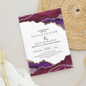 Moderne Bourgondië nep goud Paarse mix Agate Trouw Kaart