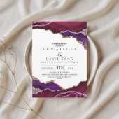 Moderne Bourgondië nep goud Paarse mix Agate Trouw Kaart