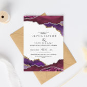 Moderne Bourgondië nep goud Paarse mix Agate Trouw Kaart