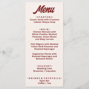 Moderne Bourgondië Opgestoken Funky Retro Unieke B Menu