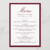 Moderne Bourgondië Rand Bruiloft Menu (Voorkant)