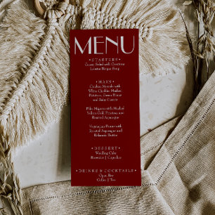 Moderne Bourgondië Retro Whimsical Fun Bruiloft Menu