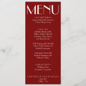 Moderne Bourgondië Retro Whimsical Fun Bruiloft Menu (Voorkant)