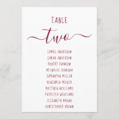 Moderne Bourgondië Script Witte Stoelen Chartkaart (Achterkant)