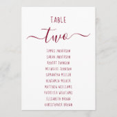 Moderne Bourgondië Script Witte Stoelen Chartkaart (Voorkant)