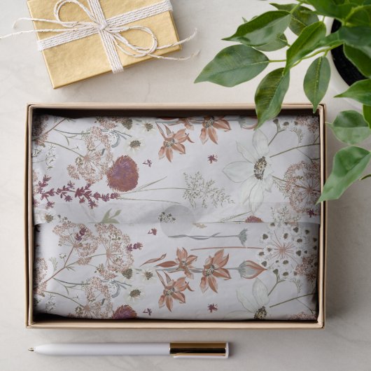 Moderne Bourgondië Wilde Bloemen | Elegante Boho B Tissuepapier (Geschenk)