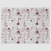 Moderne Bourgondië Wilde Bloemen | Elegante Boho B Tissuepapier (Voorkant)