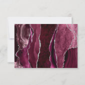 Moderne Bourgondië Zilveren Agate Donkere Bruiloft RSVP Kaartje (Achterkant)