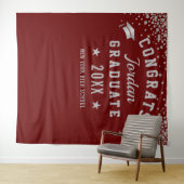 Moderne Bourgondiër Afstudeerfoto Booth Achtergron Wandkleed (In Situ (horizontaal))