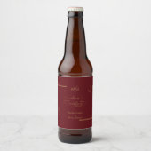 Moderne Bourgondiër Gouden Blaadje Rand Monogram Bier Etiket (Voorkant)
