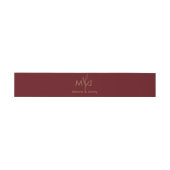 Moderne Bourgondiër Gouden Blad Monogram Uitnodigingen Wikkel (Vlak)