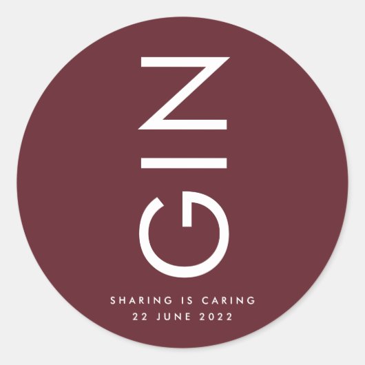 Moderne Bourgondiër Rode Monogram Flessen Voor Alc Ronde Sticker (Voorkant)