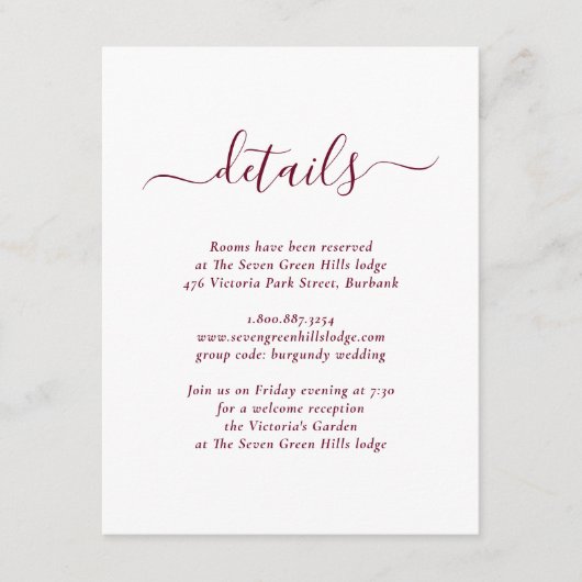 Moderne Bourgondiër Trouw Informatiekaartje (Voorkant)