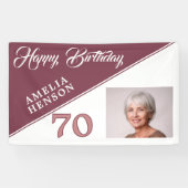 Moderne Bourgondiërode Gelukkige 70e Verjaardag Fo Spandoek (Horizontaal)