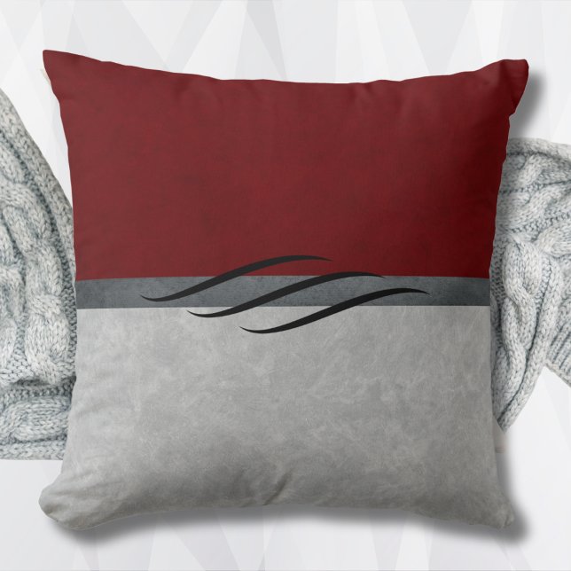 Moderne Bourgondische Abstracte Accentkussen Kussen (Modern Burgundy Abstract Accent Pillow)