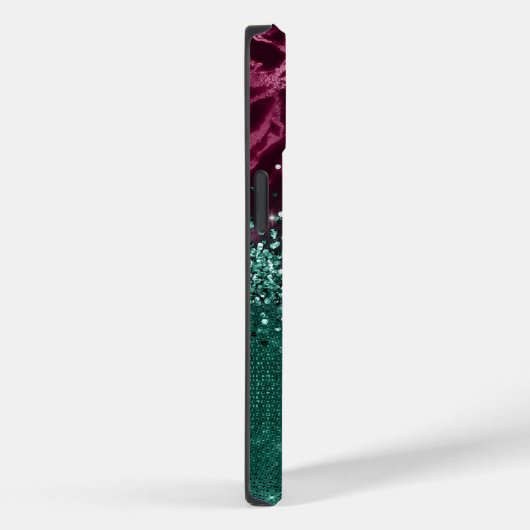 Moderne Bourgondische Blauwgroen Mint Glitter Marb Case-Mate iPhone Case (Achterkant / Rechts)