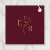 Moderne Bourgondische bloemenbruiloft welkomstgesc Bedankjes Labels (Achterkant)