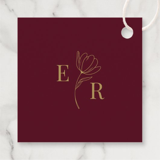 Moderne Bourgondische bloemenbruiloft welkomstgesc Bedankjes Labels (Achterkant)