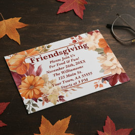Moderne Bourgondische Bloemrijke Thanksgiving Uitn Feestdagenkaart