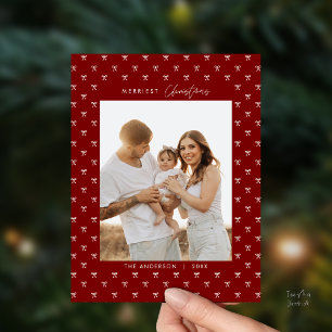 Moderne Bourgondische boog patroon Familie Foto Ke Briefkaart