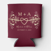 Moderne Bourgondische bruiloft gunst Blikjeskoeler (Voorkant)