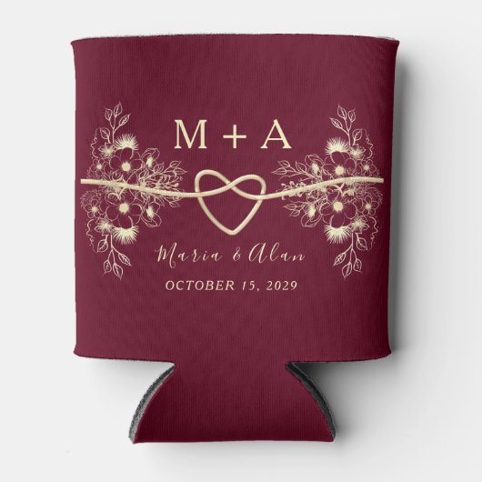 Moderne Bourgondische bruiloft gunst Blikjeskoeler (Voorkant)