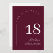 Moderne Bourgondische bruiloft Zitting Grafiek Taf Kaart (Voorkant / Achterkant)