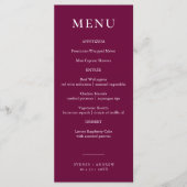 Moderne Bourgondische elegante bruiloft Menu (Voorkant)