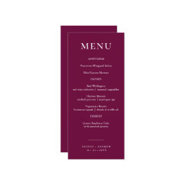 Moderne Bourgondische elegante bruiloft Menu