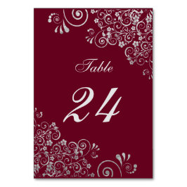 Moderne Bourgondische en Grijze Bloemenwerveling Kaart