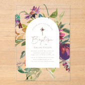 Moderne Bourgondische Floral Gold Script Elegant D Acryl Uitnodigingen (Voorkant)