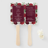 Moderne Bourgondische Floral Waterverf Wedding Pro Handwaaier (Voorkant en achterkant)