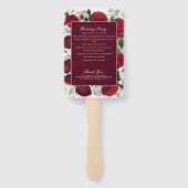 Moderne Bourgondische Floral Waterverf Wedding Pro Handwaaier (Achterkant)