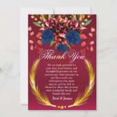 Moderne Bourgondische Floral Wedding Jubileum Part Bedankkaart (Voorkant)