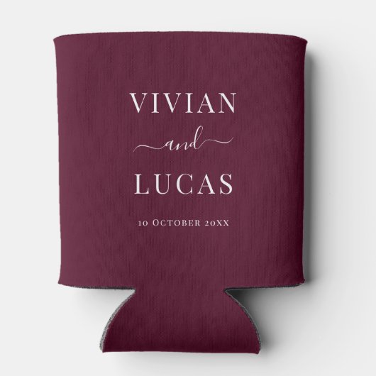 Moderne Bourgondische formele minimale bruiloft Blikjeskoeler (Achterkant)