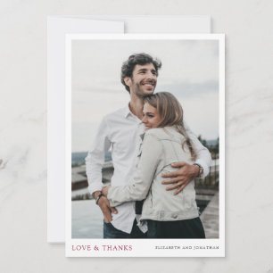 Moderne Bourgondische foto Dank u bruiloft Kaart