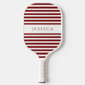 Moderne Bourgondische gestreepte aangepaste naam Pickleball Paddle (Achterkant)