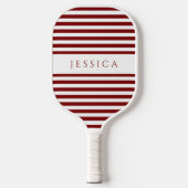 Moderne Bourgondische gestreepte aangepaste naam Pickleball Paddle (Voorkant)
